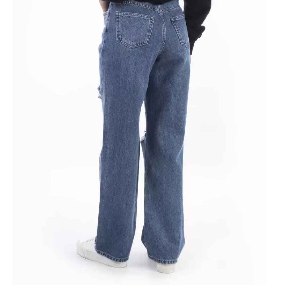Loose Fit Jeans – Blauw Gescheurd Denim