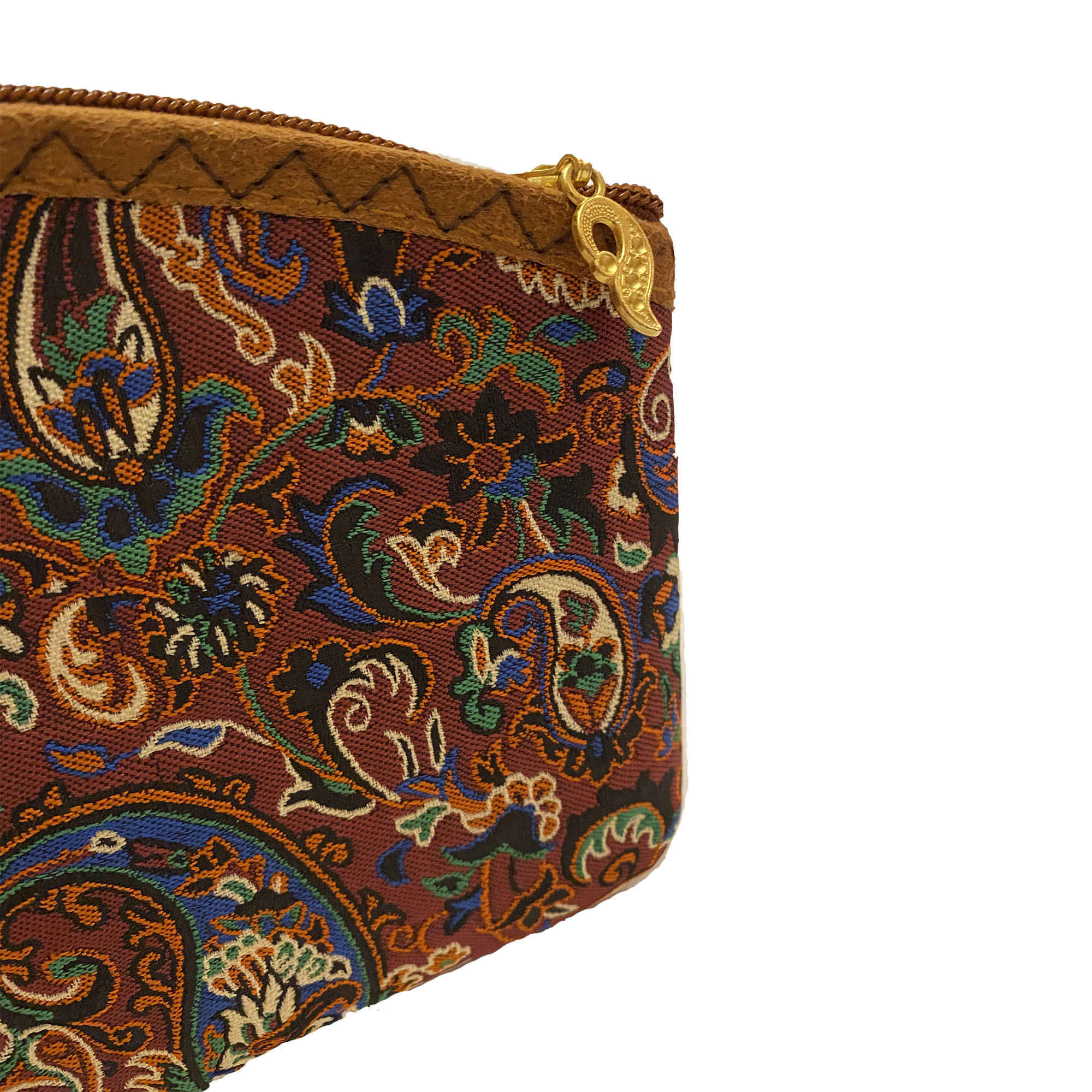 Perzische Make-up Tas in Paisley Bruine Termeh Stof voor Dames