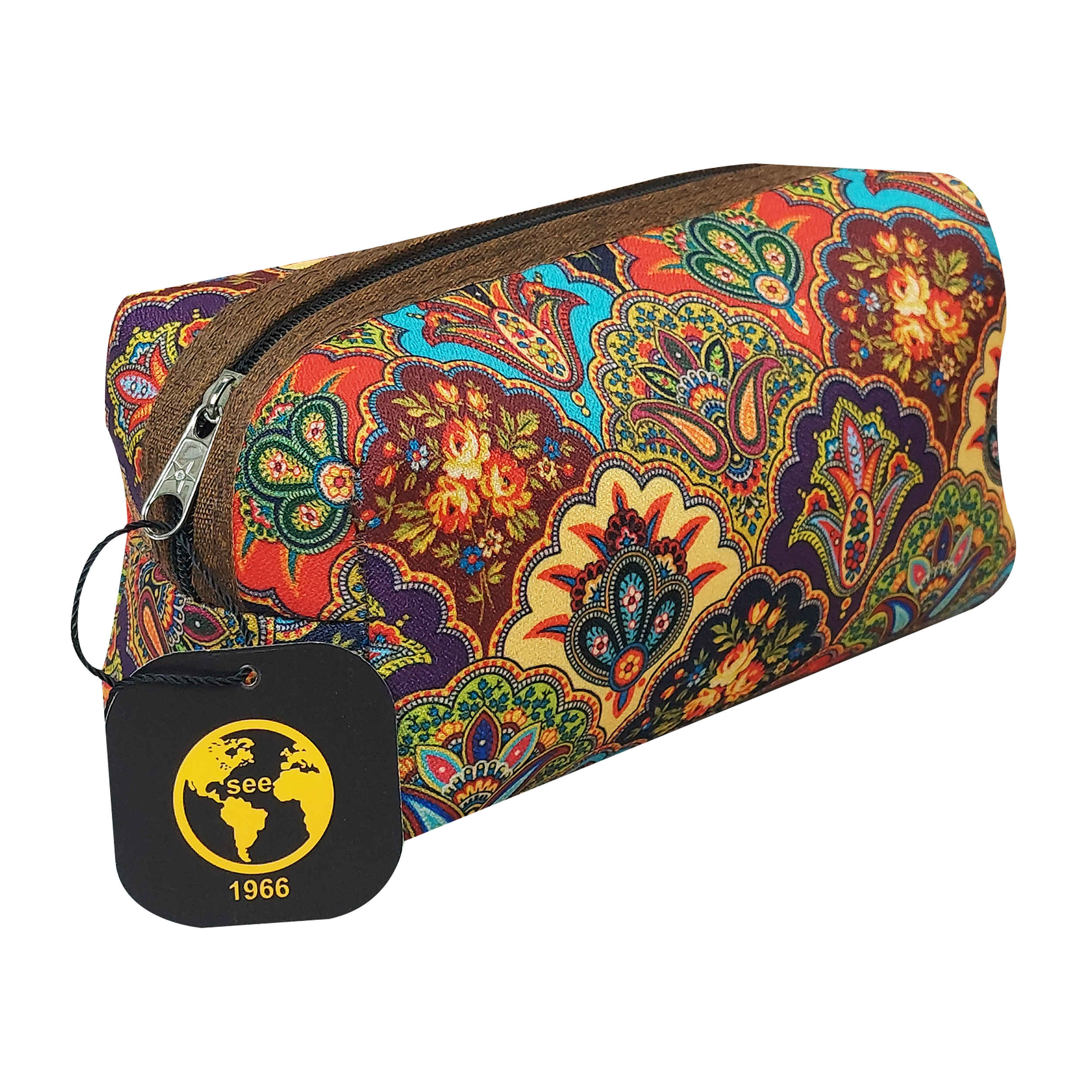 Perzische Make-up Tas in Traditionele Stof met Bloemenpatroon