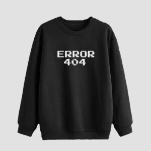 Heren Sweater met Ronde Hals Katoen Zwart Error 404