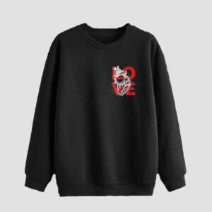 Heren Sweater met Ronde Hals Katoen Zwart Liefdesontwerp