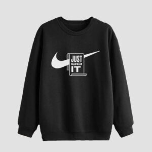 Heren Sweater met Ronde Hals Katoen Zwart Model Just Do It