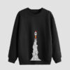 Heren Sweater met Ronde Hals Katoen Zwart Ruimteschip