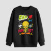 Heren Sweater met Ronde Hals Katoen Zwart Tweety Ontwerp