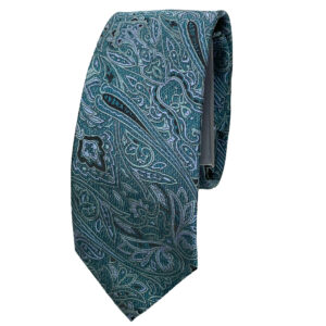 Heren Stropdas – Elegante Stijl Zijden Paisley in Blauw