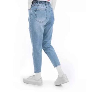 Mom Jeans met Elastische Taille & Scheuren