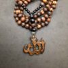 Islamitische Houten Ketting met Met Hand Gesneden Allah Hanger