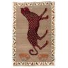Origineel handgeknoopt Perzisch Gabbeh tapijt - Luipaard dierenmotief, Bruin, Wol