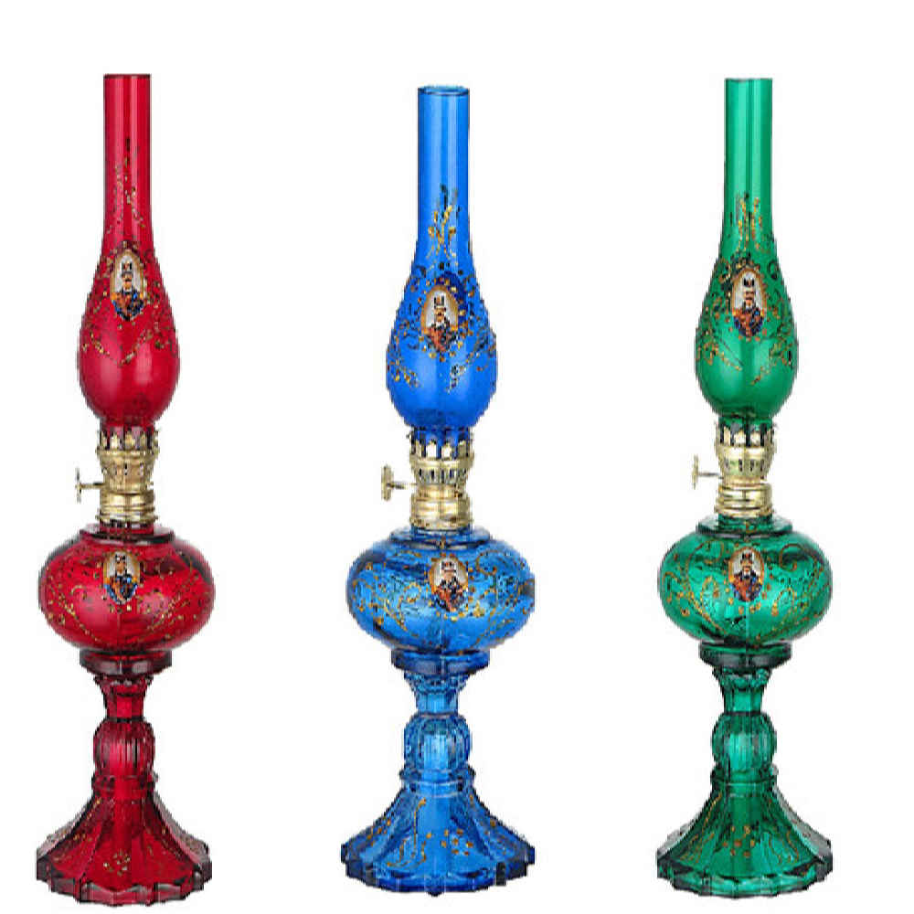 Glazen Kerosinelamp met Perzisch Shah Abbasi Design