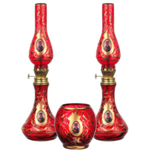 Perzische Kerosinelamp Set met Kandelaar Shah Abbasi Design