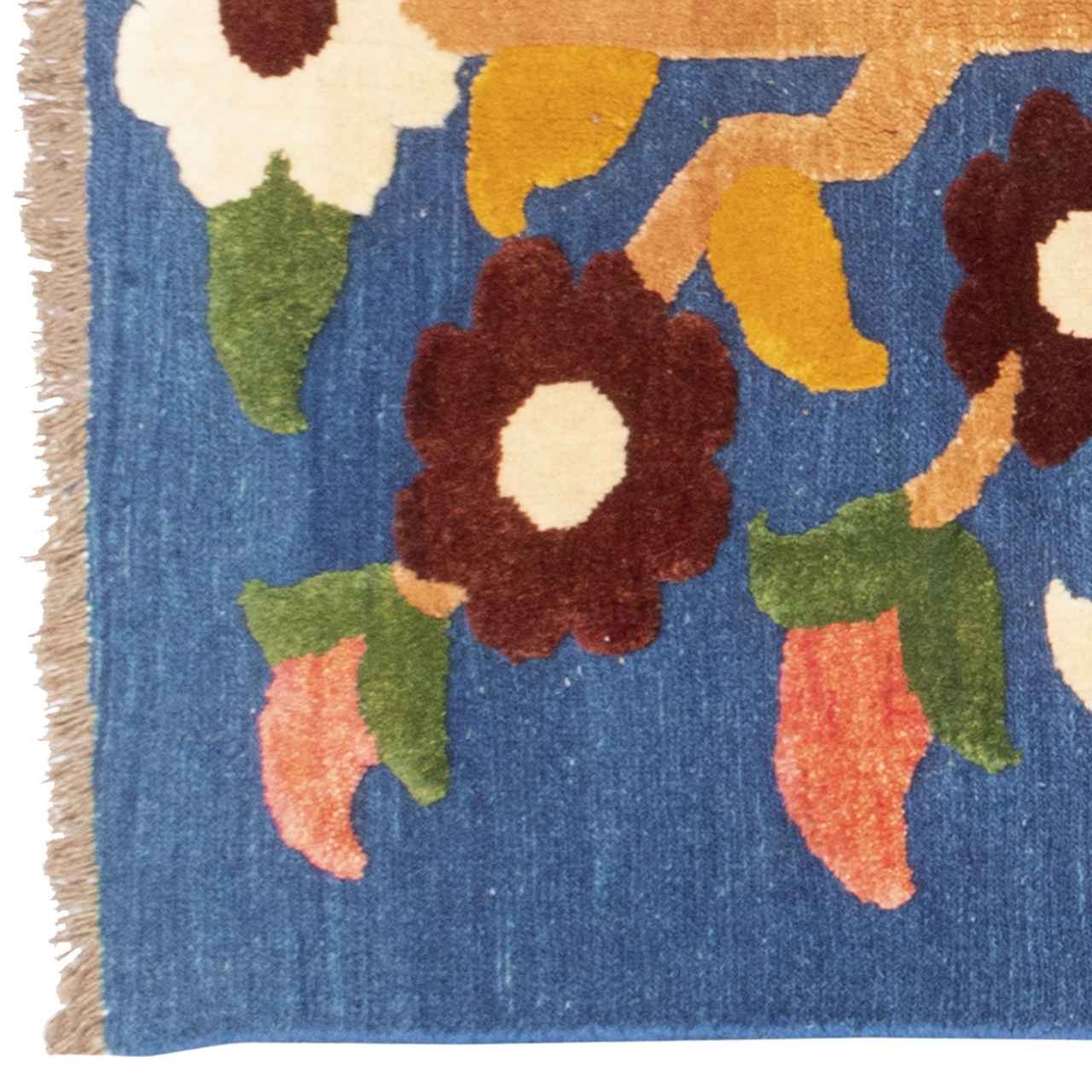 Floraals gedecoreerde Perzische Kerman Kelim, authentiek ontwerp