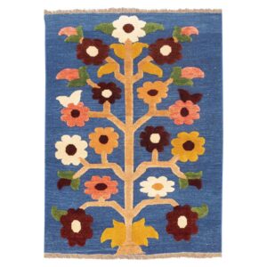 Authentiek Perzisch Wol Kilim Tapijt Handgeweven in Kerman Bloemen