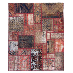 Vintage Patchwork Tapijt Geometrisch – Rood Katoen