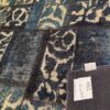 Vintage Perzisch Handgeknoopt Patchwork Tapijt Marineblauw