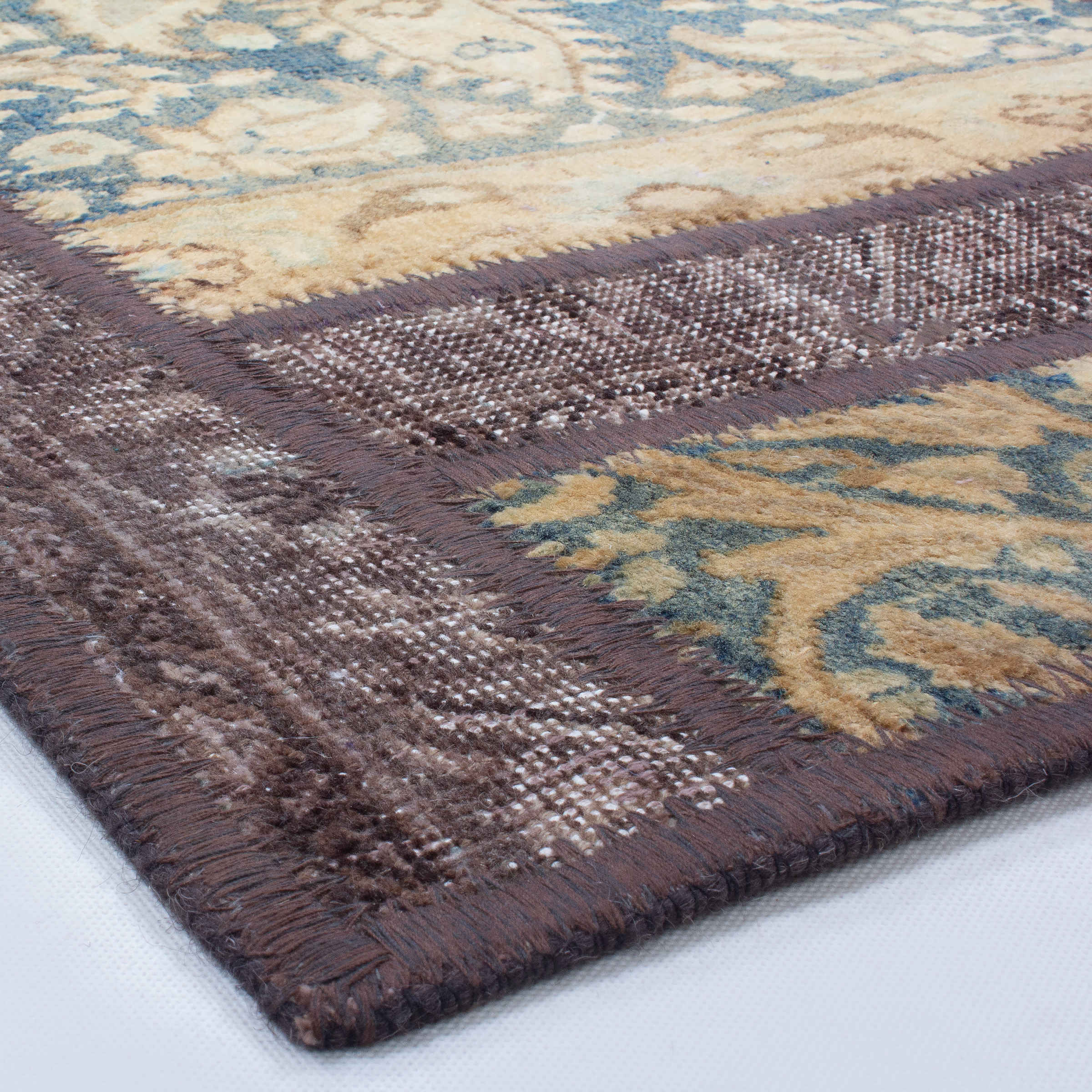 Vintage Patchwork Tapijt Geometrisch – Crème Wol