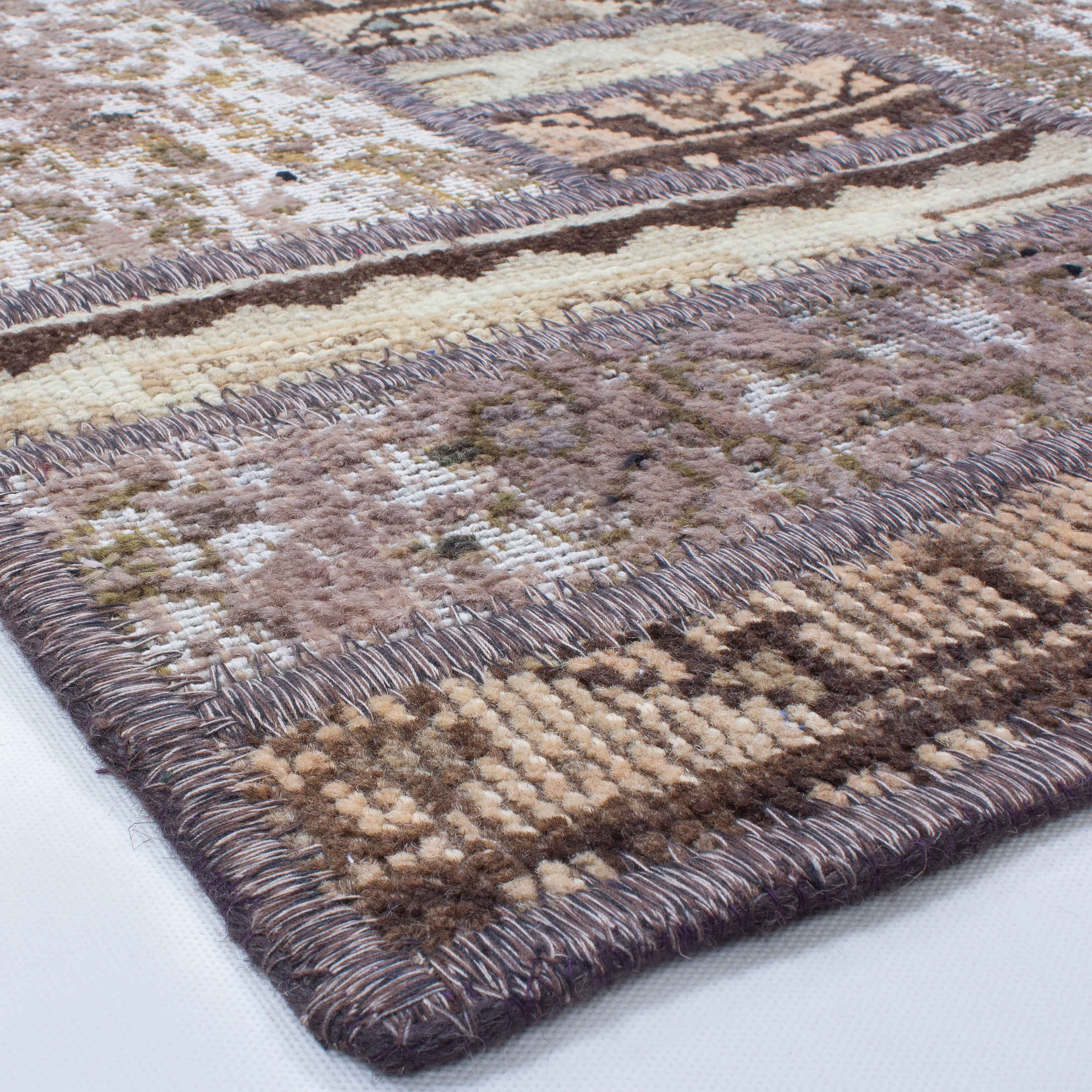 Vintage Patchwork Tapijt Geometrisch – Bruin Mix