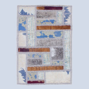 Perzisch Handgeknoopt Patchwork Tapijt Wit