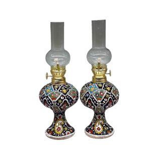 Perzische Keramische Kerosinelamp met Emaille Kunst (x2)