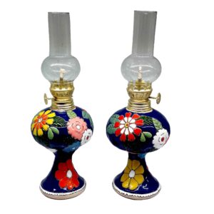 Perzische Keramische Kerosinelamp met Bloemen Emaille Kunst