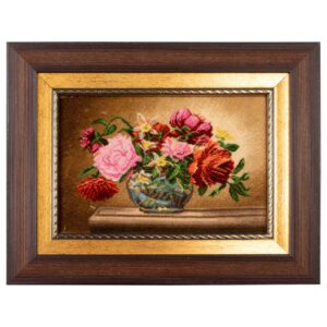 Handgeknoopt Perzisch Beeldtapijt met Bloemen in Vaas