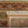 Handgeknoopt Perzisch Qom Zijden Tapijt (Boteh Paisley Motief) - Lichtbruin