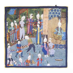 Perzische Sjaal voor Dames – Levendig Shahnameh Geïnspireerd Motief