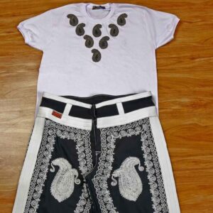 Perzische Zoorkhaneh Sportieve 3/4 Broek & T-shirt Set Paisley Ontwerp