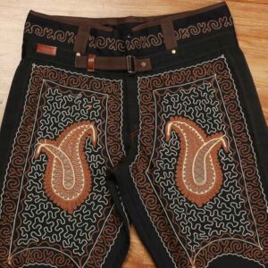 Perzische Zoorkhaneh Sportieve 3/4 Broek voor Mannen Paisley Ontwerp