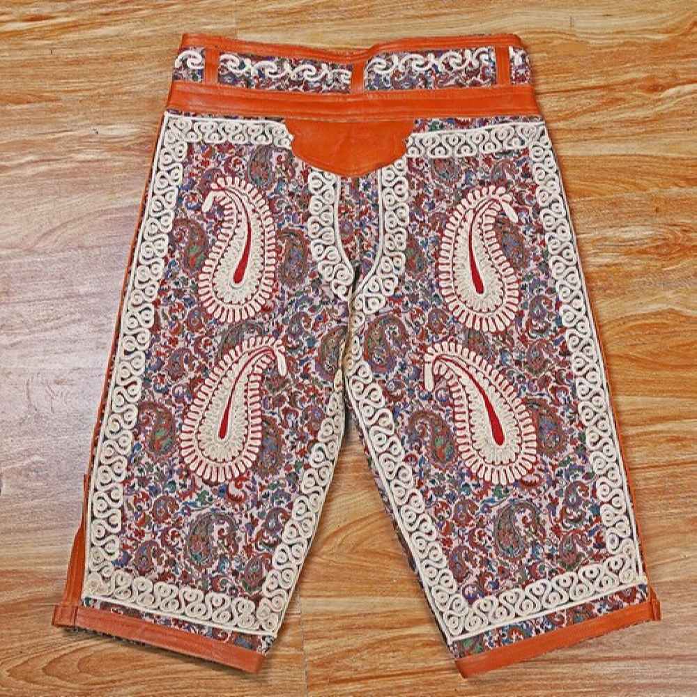 Perzische Zoorkhaneh Sportieve 3/4 Broek met Termeh Stof & Leer