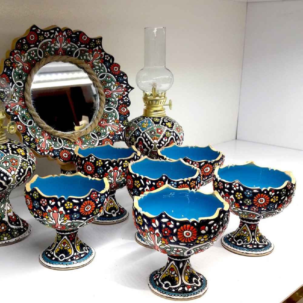 Haft-seen Minakari Set – Blauw Geëmailleerd