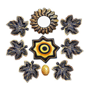 Pottenwerk Haft-seen Set Schalen Blad Design met Spiegel – Voor Nowruz
