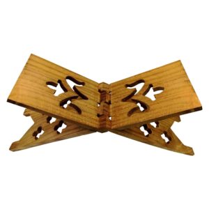 Opvouwbare Houten Koran Rehal Standhouder met Bloemmotief Design