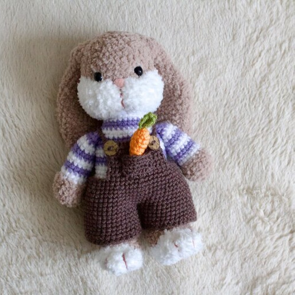 Handgemaakte Amigurumi Konijn Knuffel – Bruin