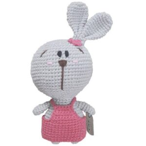 Handgemaakte Amigurumi Gehaakt Konijn – Wit & Roze
