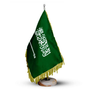 Saudi-Arabië Bureauvlag – Tafelvlag met Stevige Steenbasis