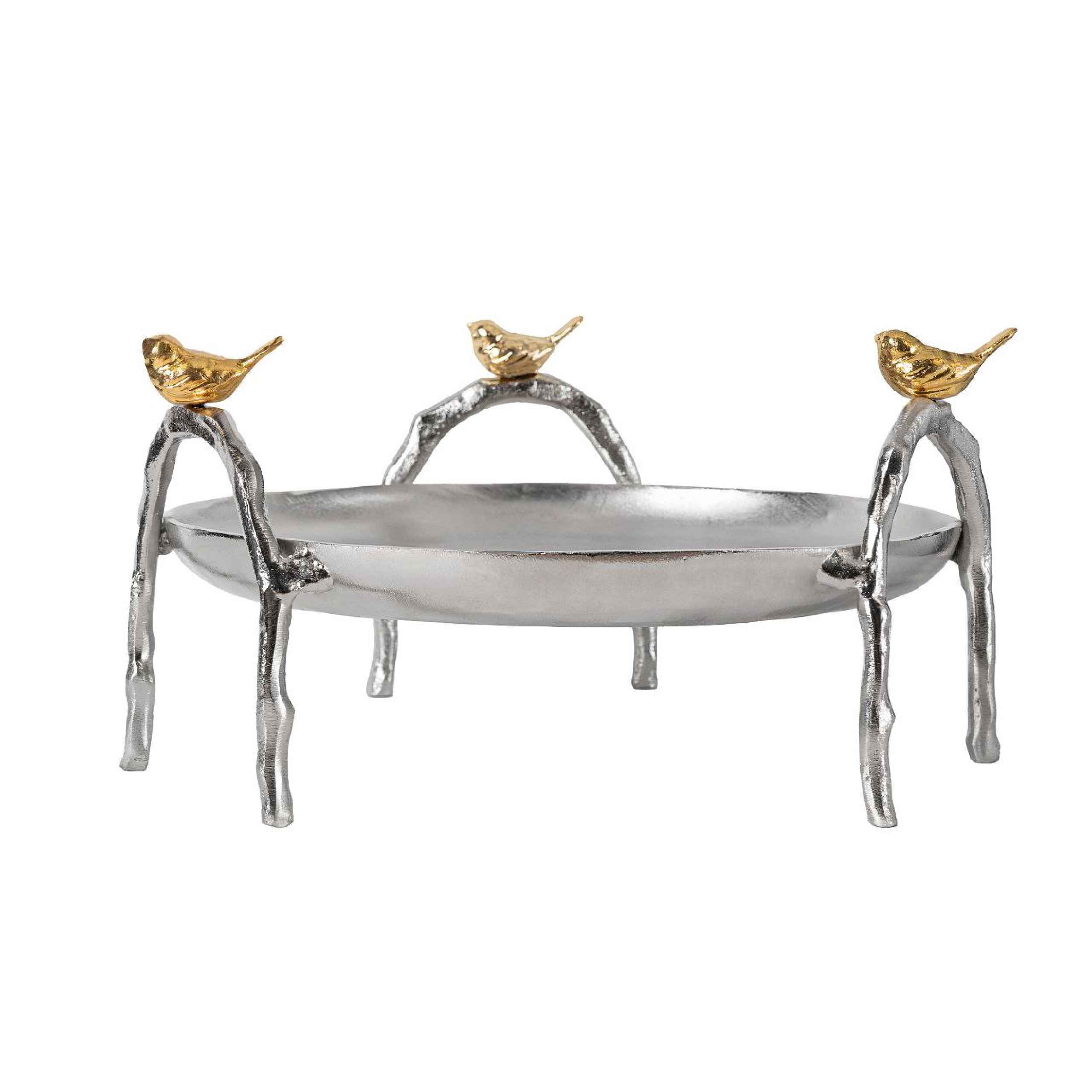 Aluminium Serveerschaal Vogel – Zilver – Fruit & Snoep