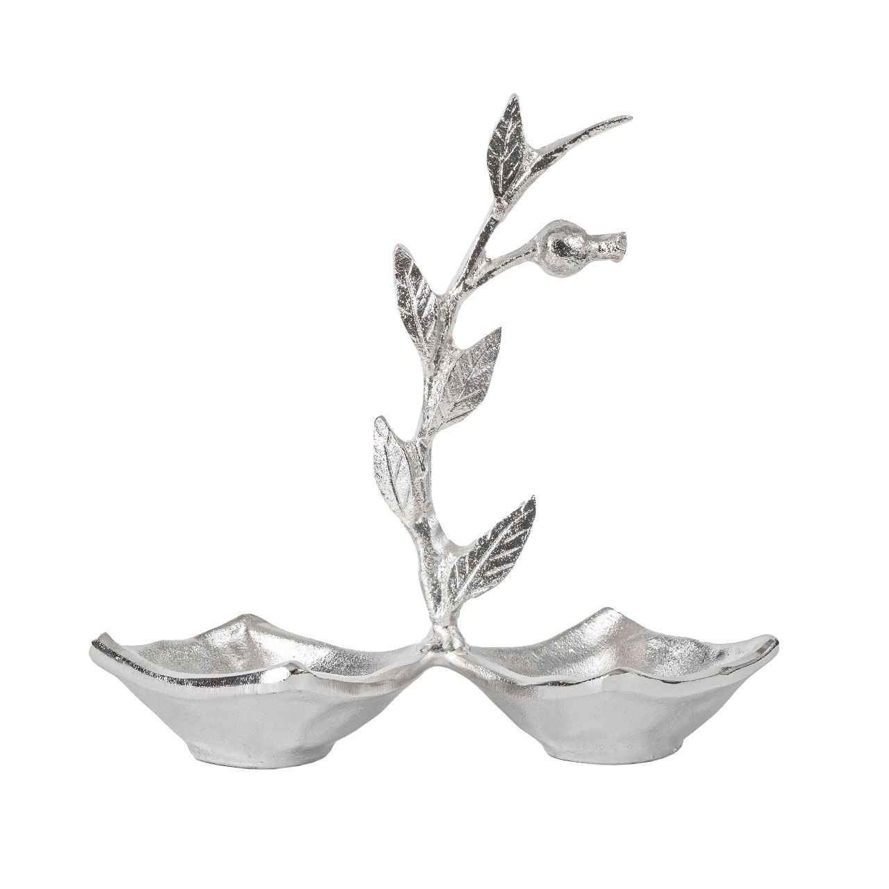 Aluminium Serveerschaal Blad – Zilver – Snoep & Noten