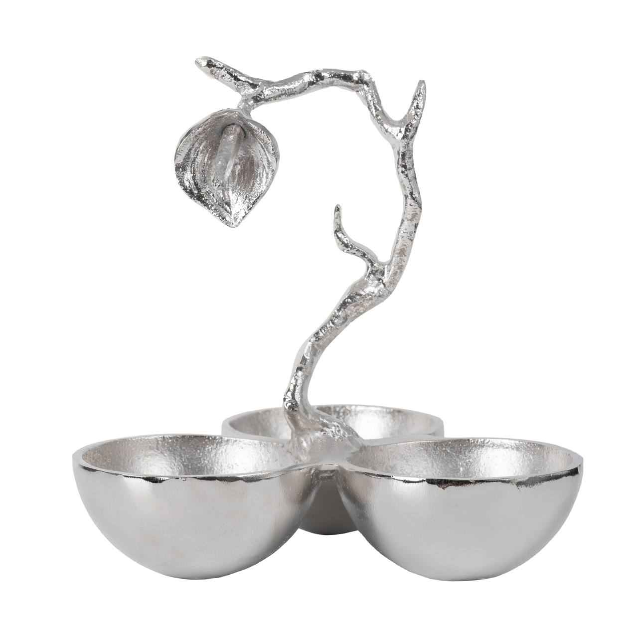 Aluminium Serveerschaal Blad – Zilver – Voor Noten