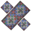 Set van 4 Luxe Termeh Tafelkleden Shahdad – Blauw Geometrisch