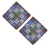 Set van 4 Luxe Termeh Tafelkleden Shahdad – Blauw Geometrisch