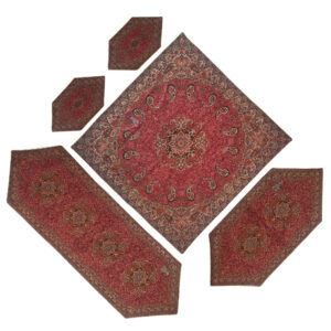 Set van 5 Luxe Termeh Tafelkleden Simurgh – Perzisch Paisley Rood