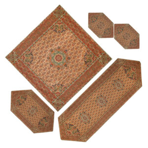 Luxe Yazd Termeh Tafelkleed Set – 5-delig – Crème