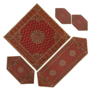 Luxe Yazd Termeh Tafelkleed Set – 5-delig – Rood