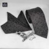 Heren Stropdas, Pochet & Manchetknopen Set – Luxe Zwart