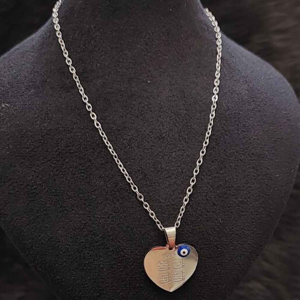 Islamitische Ketting met 4 Qul Surah Kalligrafie Stalen Medaillon