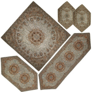 Termeh tafelkleed luxueus met Perzisch paisleypatroon Mahini (5x)