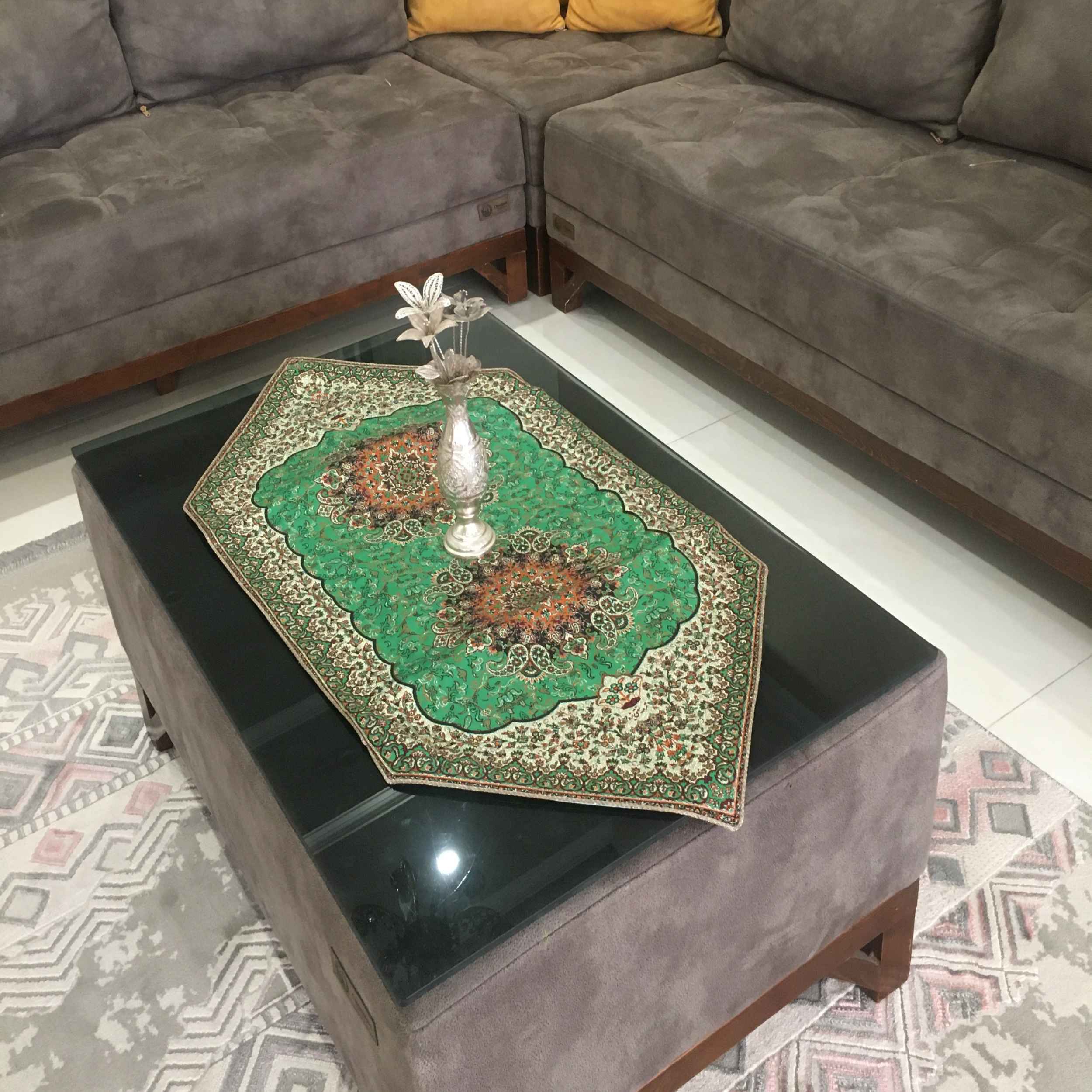 Termeh tafelkleed luxueus met Perzisch paisleypatroon Toranj (5x)