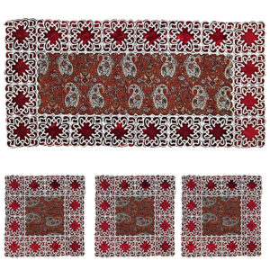 Termeh tafelkleed luxueus met Perzisch paisleypatroon Yalda (4X)