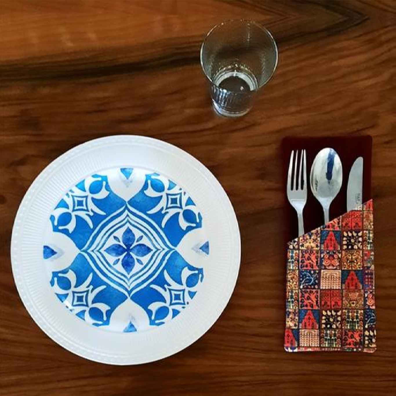 Fluwelen Bestekzak met Perzische Kalligrafie – Elegant Geel Ontwerp