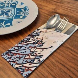 Fluwelen Bestekzak met Bloemontwerp – Blauw Elegante Stijl